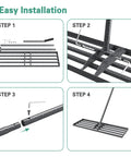 Lawn Leveling Rake 30x10 Heavy Duty With Anti Rust Coating And Adjustable Handle Effort Saving Leveler assembly steps.