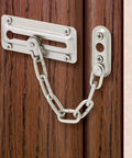 Door Guard With Steel Chain For Inward Swing Doors In Satin Nickel Heavy Duty Diecast And Steel Construction Built To Last