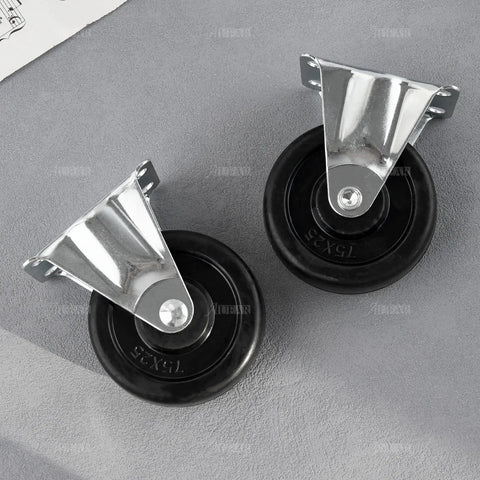 Two metal plate top 4 Pack 3 Inch Rubber Caster Wheels With Plain Plate Top For Shelves And Trolleys Heavy Duty Noiseless Rolling Each Wheel Supports 99 Lb