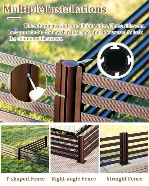 Heavy Duty Aluminum Balcony Railing Height Extender With Solid Anti Fall Safety Guard To Keep Kids And Dogs Secure Add Quick Patio Privacy Weatherproof Outdoor Upgrade featuring installation methods for fences.