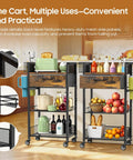Four Tier Rolling Coffee Cart With Flexible Removable Shelves And Smooth Gliding Wheels versatile kitchen organizer with drinks and fruits.