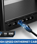 High Speed Cat6 Ethernet Patch Cable 6 Ft 2 Pack connected to router for ultra fast 10Gbps network