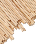 Premium Unfinished Natural Wood Dowel Rods 100 Pack Of Six By One Quarter Inch Smooth Cylinders For Arts And Crafts stacked view of rods