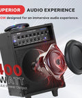 Wireless Portable PA System With 400W Power And Bluetooth, Rechargeable Battery, Outdoor Sound Speaker with controls