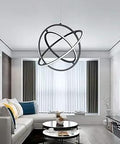 Dope DIY Circle Ring Pendant Light With 3 Adjustable Spheres, Dimmable 6000K Cool LED Chandelier in modern living room