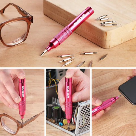 Pretty Dang Useful 24 Piece Mini Screwdriver Set With Slick Magnetic Bits And Precision Driver Options In Pink for gadget repairs and eyeglasses.