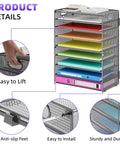 9 Tier Mesh Paper Organizer With Portable Handle, Desk File Sorter For Home Office, showing details of features and design.