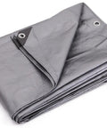 Heavy Duty 24x24 Foot Waterproof Tarp With 10 Mil Thickness And Superior Weave For Long Lasting Outdoor Coverage Multi Use Shelter Tough As Nails DIY Durable Silver TRS2424 folded with reinforced edges