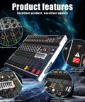 8 Channel Bluetooth Audio Mixer With 48V Phantom Power, 99 DSP Effects, 7-Band EQ, USB Recording, product features display