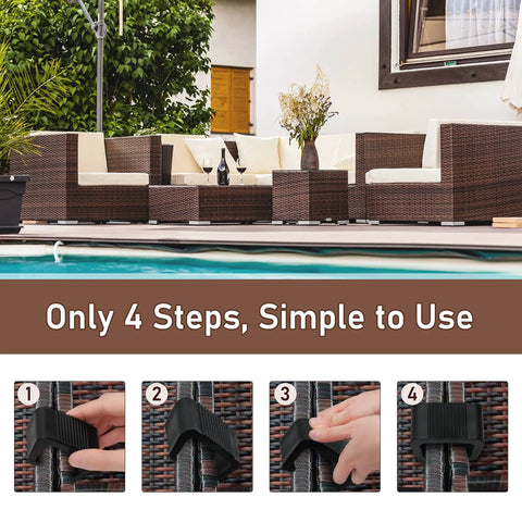 Outdoor Sectional Sofa Clips Set Of 10 Windproof Wicker Furniture Connectors for Patio Modular Couches installation steps