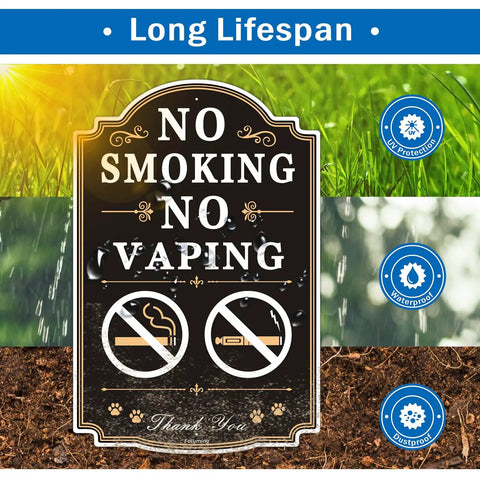 Straight Up No Smoking Or Vaping Sign Top Shelf 12X8 Inch Heavy Duty Rust Free Aluminum Board weatherproof sign with symbols