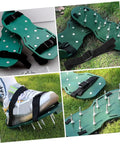 16 Piece Lawn Aerator Shoes With Adjustable Straps Garden Spikes For Deep Soil Penetration And Healthier Lawn Easy To Use Fits All Shoes