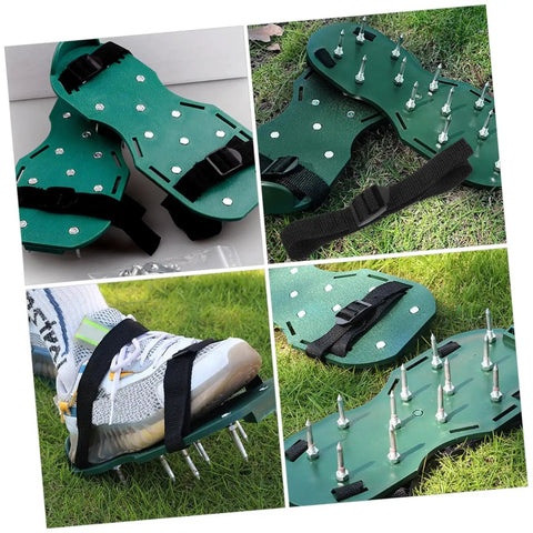 16 Piece Lawn Aerator Shoes With Adjustable Straps Garden Spikes For Deep Soil Penetration And Healthier Lawn Easy To Use Fits All Shoes