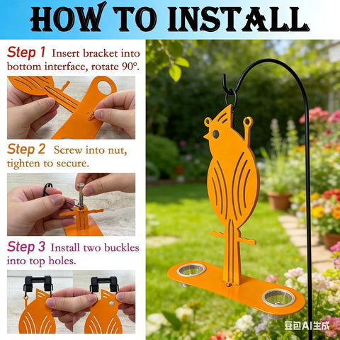 Oriole Bird Feeder Hanging Outdoor Decor With Clear PP Bowl Perch And Attachment Prongs For Clementines Mandarins And Oranges No Fuss Setup For Garden Backyard Patio Or Deck Wildlife Attraction installation steps.