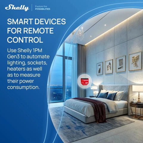 Bedroom with One Channel 16A WiFi Smart Relay Switch With Power Metering For Home Automation And Remote Control, no hub required