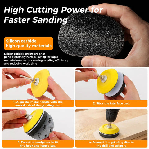 Person holds silicon carbide sanding disc from Ultimate 317 Piece Sanding Disc Kit For Headlight Restoration And Detailing.
