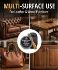 Absolute Game Changer Three In One Furniture Salve For Leather And Wood Polish Conditioner Restorer shown on leather couch, wood furniture.
