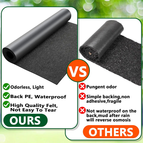 Comparison of 10 By 2 Ft Recycled Felt Mulch Mat Roll For Landscaping Garden Pathways And Weed Barrier Eco Friendly Durable Reusable Fabric Walkway Mat With 10 Stakes For Plants Vegetables And Flowers Outdoor versus other mat types, highlighting features and differences.