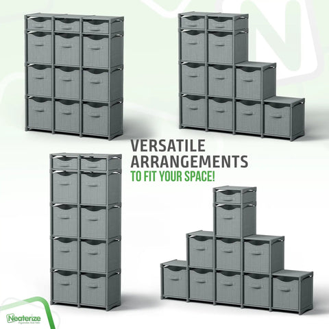 Must Have 12 Cube Storage Organizer With Bins Included For Toy Organization Closet And Clothes All In One Grey Cube System in various configurations