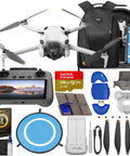 Mini 4 Pro Drone With Dope RC 2 Controller Screen Foldable 4K HDR Video Under 249g 34 Minutes Flight Time Omnidirectional Sensing 128GB Memory Card Landing Pad CPS Two Year Warranty Plus More complete package including drone, remote, backpack, and accessories.