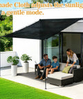 Beefy 70 Percent Shade Cloth For Garden Black Mesh Tarp 6.5 By 10 Feet installed over patio seating area with plants