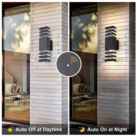 Dusk To Dawn LED Outdoor Light For Porch And Front Door Anti Rust Matte Black Up And Down Exterior Fixture