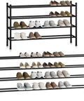 Expandable Metal Shoe Rack Space Saver With Four Tiers Freestanding Stackable Organizer Holds 16 To 24 Pairs And Extends From 33.3 To 47.5 Inches