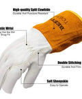 Heavy Duty Working Gloves 5 Pairs For Tig Welding With Cowhide Split Leather Heat And Fire Resistant BBQ Warehouse And Animal Handling Super Soft Yet Flexible For All Day Grunt Work