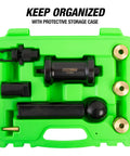 Shop Ready Pro Grade Fuel Injector Removal Tool Kit for VW and Audi 2.0T with storage case and components visible