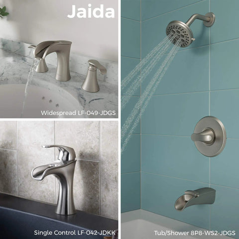 Jaida 8 Inch Widespread Bathroom Sink Faucet With Two Handles For 3 Hole Vanity Spot Defense Brushed Nickel Finish Easy Clean Includes Valve And Cartridge