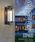 Dusk To Dawn Outdoor Wall Lanterns Large Exterior Porch Lights With Seeded Glass IP65 Waterproof Sconces in rain