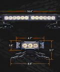 LINKITOM roof-top amber LED strobe light bar, front view, magnetic base, dual-sided, 14.4 in, 30 LEDs.