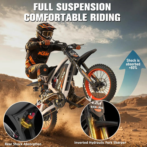 Rider on desert terrain using T300 Electric Bike For Adults And Teens With 2000W Peak Motor 48V 23Ah Battery 31 MPH Top Speed