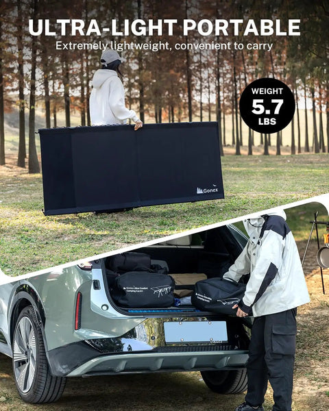 Person carrying Extra Wide 31.5 Inch Camping Cot Ultralight Folding Bed For Adults Portable fitting into car trunk