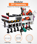 Power Tool Organizer Wall Mount 3 Layer Heavy Duty Cordless Tool Organizer With 4 Drill Hangers Modular Battery Tool Rack