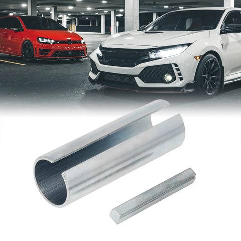 Beefy 7/8 To 1 Inch Crankshaft Sleeve Adapter Kit With Precision Step Key, stainless steel engine shaft converter in car setting.