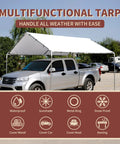 12x20 White Tarp Waterproof 7.5 Mil Medium Duty All Purpose Poly Tarps Cover Snow Proof UV Protection Rip And Tear Proof Poly Tarpaulin covering truck