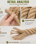 Close-up of Dope Natural Jute Rope 8mm Thick Hemp Twine 165ft Eco Friendly All Weather highlighting texture and fibers