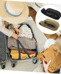 Heavy Duty Cargo Straps With Quick Release Buckles, 2 Pack Webbing Belts For Luggage, Gear, Tents, Black And Khaki shown with suitcase