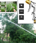 High pressure spray gun for watering plants, showing stainless steel design and spray options, part of Top Notch Stainless Steel Hose Reel With Wall Mount Heavy Duty 40M Water Coil Rack And High Pressure Spray Gun For Garage Backyard Grind And Weekend Projects Built To Last.