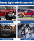 Front Stabilizer Sway Bar End Link Kit For Chrysler Town And Country 1996 To 2016, Voyager 2000 To 2003, Dodge Caravan 1996 To 2007, Grand Caravan 1996 To 2020 2 Pack Built Tough For Smooth Ride And Precise Handling Easy Install. infographic shows steering shake and tire wear