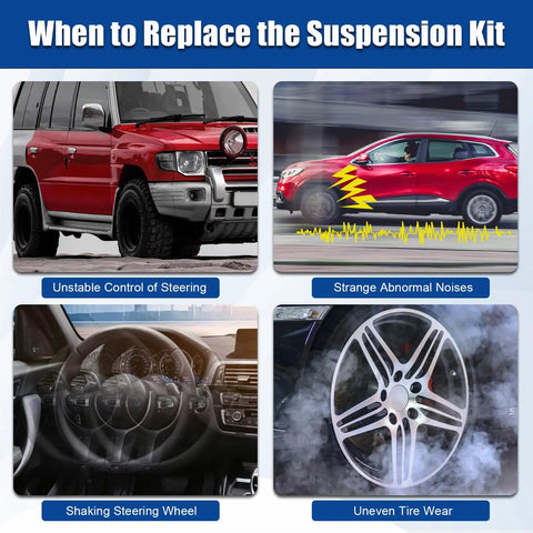 Front Stabilizer Sway Bar End Link Kit For Chrysler Town And Country 1996 To 2016, Voyager 2000 To 2003, Dodge Caravan 1996 To 2007, Grand Caravan 1996 To 2020 2 Pack Built Tough For Smooth Ride And Precise Handling Easy Install. infographic shows steering shake and tire wear