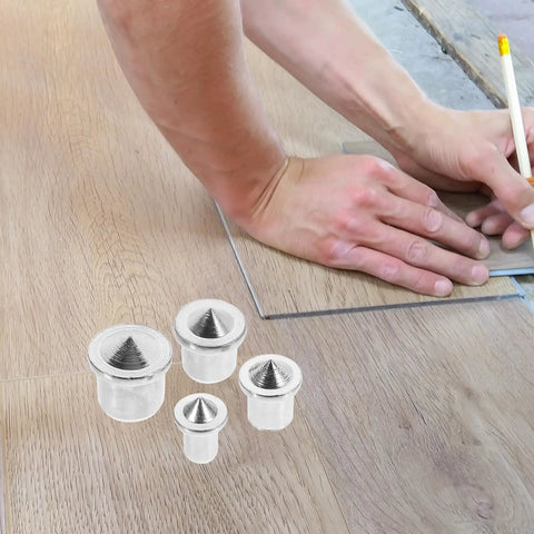 Person marking wood next to Dowel Center Transfer Plugs Set Handy Steel Tenon Center Pins For Woodworking Accurate Marking And Alignment
