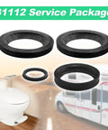 31112 Service Package Replacement For Bravura RV Toilets Flange Seal Gasket Black Leakproof Water Seal Kit with RV background