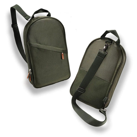 Green carry bag for Heavy Duty 27 Piece Camping Cookware Kit With Stainless Steel Grilling Utensils For Travel Picnics RVs BBQs Parties And More