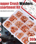 Must Have Pro Grade Copper Washer Set 360 Pcs With 10 Metric Sizes M5 M6 M8 M10 M12 M14 in organized case
