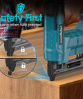 Badass Two In One Cordless Brad Nailer And Staple Gun Combo with safety lock feature for secure cabinet refinishing.