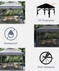 11x11 Pop Up Canopy Tent With Netting And Carry Bag, Easy Setup Outdoor Gazebo For Backyard, Spacious Blue Party Shelter With Mesh Walls For Bug Protection