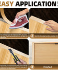 Step-by-step application of Birch Edge Banding 3 4 In X 50 Ft Roll Real Wood Tape For DIY Cabinet Repair