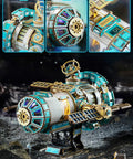 Space Station Rotating Mechanical Puzzle Kit With Lights And Motor, 511 Piece 3D STEM Project For Adults, Sci Fi Bookshelf Decor, Interactive Build For Beginners, A Totally Sick Gift For Men Women Teens 14 Plus shown assembled with solar panels